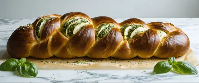 Pesto and Mozzarella Braided Bread
