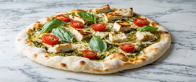 Pesto Chicken and Tomato Flatbread