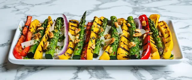 Pesto Grilled Vegetables with Pine Nuts