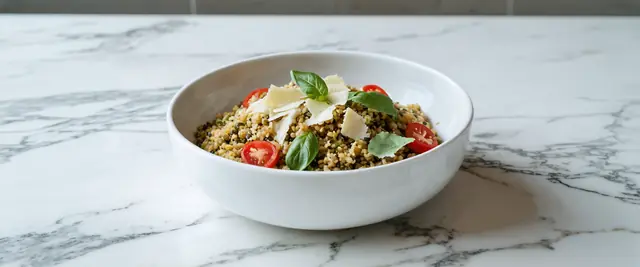 Pesto Lentil Quinoa Bowl with Parmesan