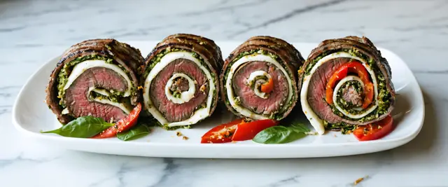 Pesto Stuffed Grilled Flank Steak