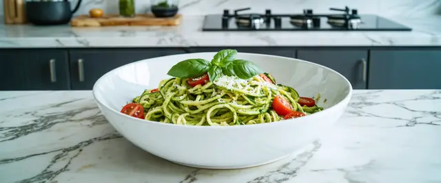 Pesto Zucchini Noodles with Cherry Tomatoes