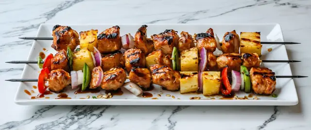 Pineapple Teriyaki Chicken Skewers with Sesame Seeds