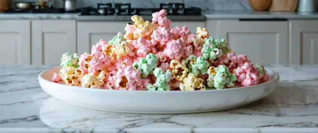 Pink and Green Candied Popcorn
