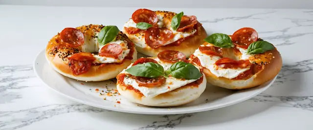 Pizza Bagels with Plain Cream Cheese
