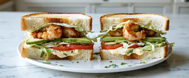 Po' Boy Sandwich with Avocado and Cilantro Mayo