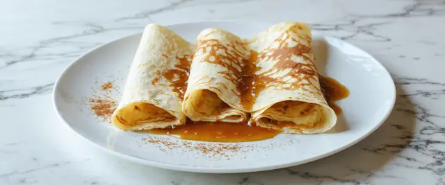 Pumpkin Spice Crepes with Maple Cream Sauce
