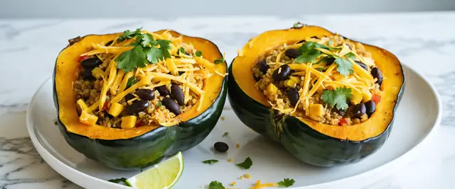 Quinoa and Black Bean-Stuffed Acorn Squash