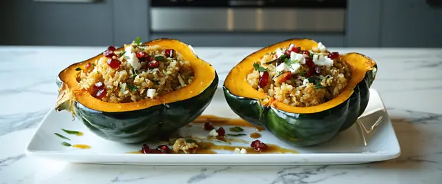 Quinoa and Pomegranate Stuffed Acorn Squash
