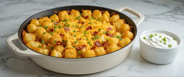 Ranch Seasoning Cheesy Potato Tot Skillet