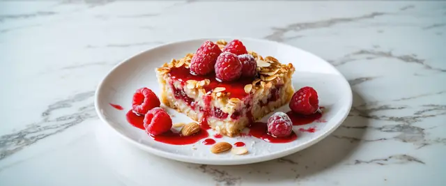 Raspberry Almond Baked Oatmeal with Raspberry Drizzle