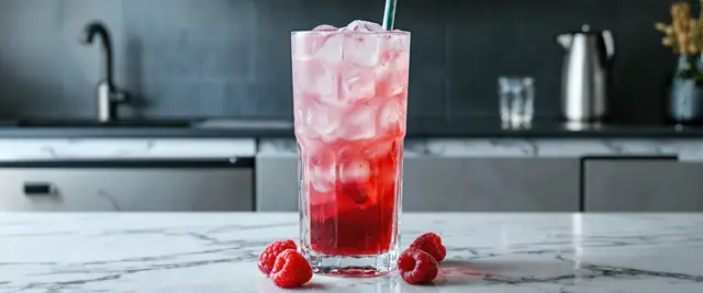 Raspberry Cream Soda Made with Sprite, Raspberry Syrup, Vanilla Syrup, and Half-and-Half