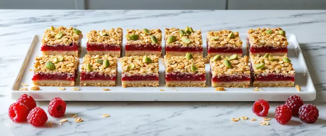 Raspberry Pistachio Protein Squares