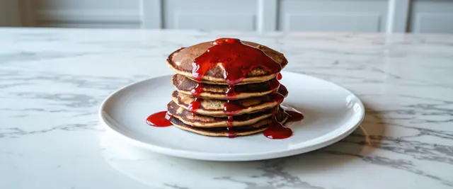 Red Velvet Pancakes with Cream Cheese Drizzle
