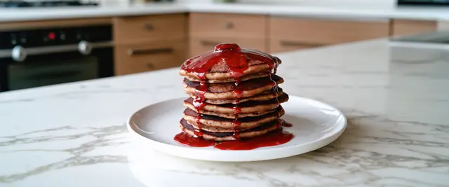 Red Velvet Pancakes with Cream Cheese Glaze
