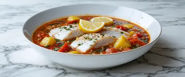 Red Wine Braised Bluefish with Caldo de Peixe