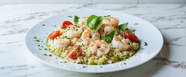 Rich and Creamy One-Pot Pesto Shrimp and Rice