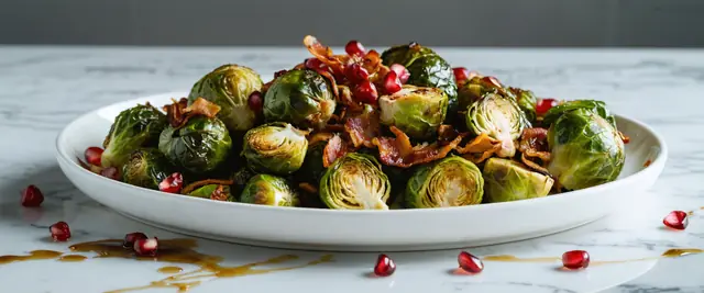 Roasted Brussels Sprouts with Bacon and Pomegranate Seeds