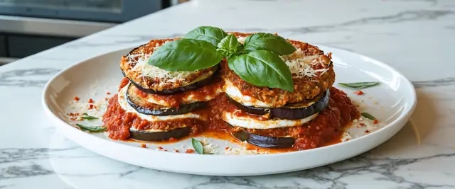 Roasted Eggplant Parmesan with Fresh Basil