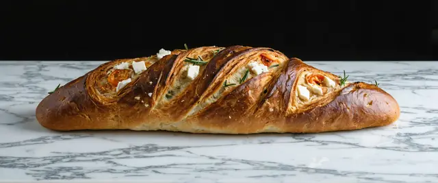 Roasted Red Pepper Feta Fougasse