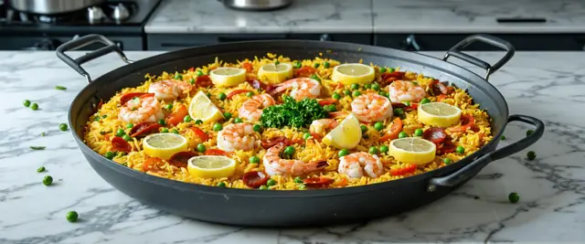 Saffron-Infused Paella with Chorizo and Shrimp