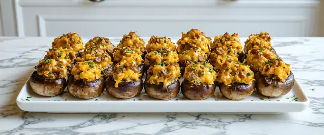 Sausage and Cheese Stuffed Mushrooms with Herbs