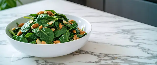 Sauteed Spinach with Garlic and Pine Nuts in Brown Butter