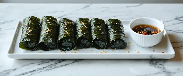 Seaweed and Sticky Rice Wraps with Homemade Sauce