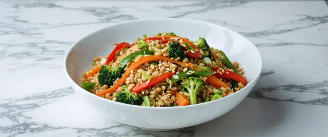 Sesame Ginger Farro Stir-Fry with Soy Sauce