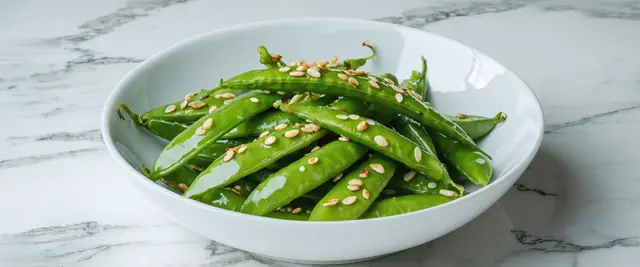 Sesame Ginger Snap Peas with Toasted Sesame Seeds