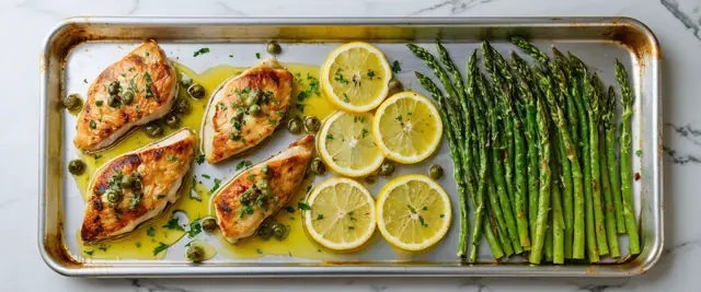 Sheet Pan Chicken Piccata with Roasted Potatoes and Green Beans