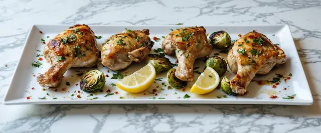 Sheet Pan Crispy Garlic Parmesan Chicken with Brussels Sprouts