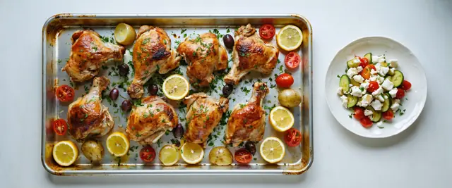 Sheet Pan Greek Lemon Chicken with Greek Salad