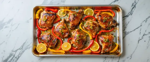 Sheet Pan Orange Glazed Chicken with Bell Peppers