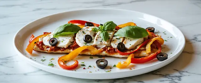 Sheet Pan Pizza Chicken with Bell Peppers and Olives