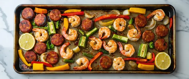 Sheet Pan Roasted Cajun Shrimp and Sausage with Okra
