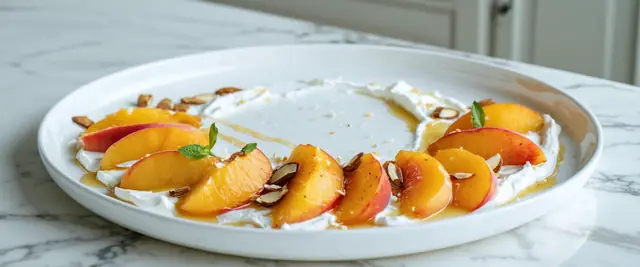 Sliced Peaches with Ricotta and Honey