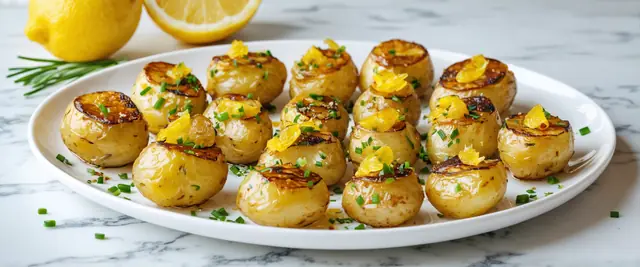 Smashed Lemon Garlic Potatoes with Chives