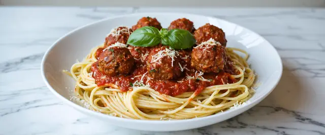 Spaghetti with Marinara and Veggie Meatballs