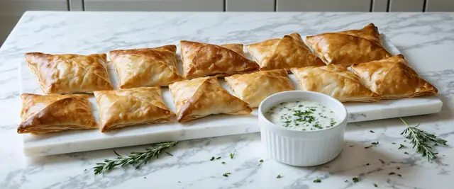 Spanakopita Triangles with Tzatziki