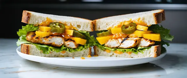 Spicy Pineapple Mango Chicken Burger with Jalapeños