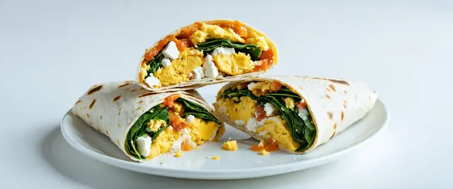 Spinach and Feta Breakfast Wrap with Sun-Dried Tomato Aioli