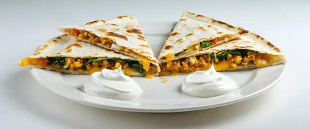 Spinach and Lentil Quesadillas with Pepper Jack