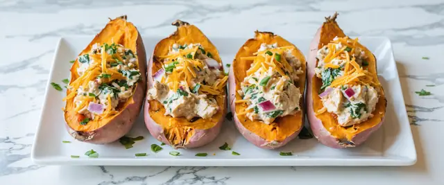 Spinach And Tuna Stuffed Sweet Potatoes