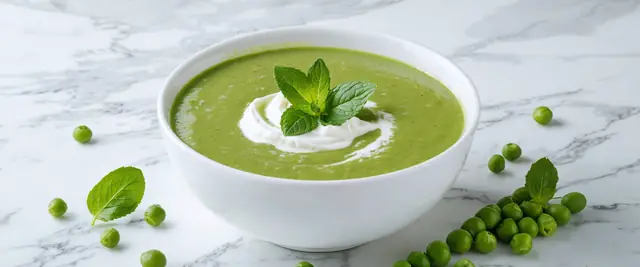 Spring Pea and Mint Soup with Crème Fraîche