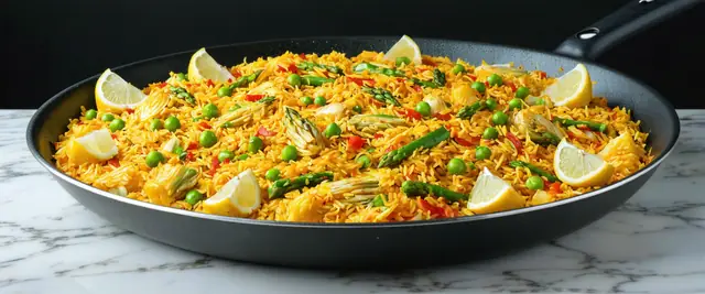 Spring Vegetable Paella with Saffron Infusion