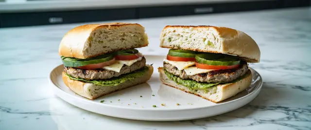 Sun-Dried Tomato and Pesto Turkey Burger with Mozzarella