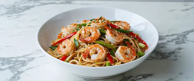 Sweet Chili Glazed Shrimp Stir-Fry with Udon Noodles