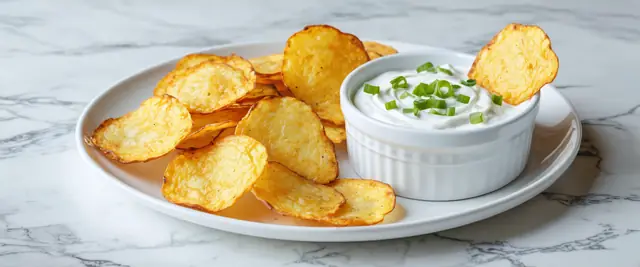 Sweet Potato Chips with Yogurt Chive Dip