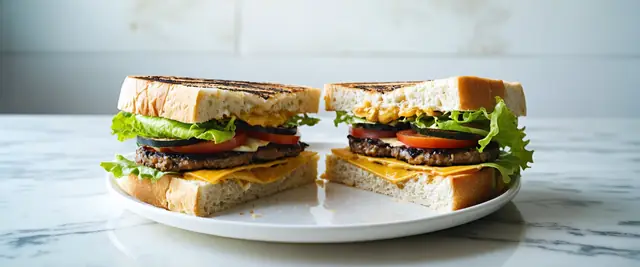 Swiss Mushroom Veggie Burger with Dijon Mustard